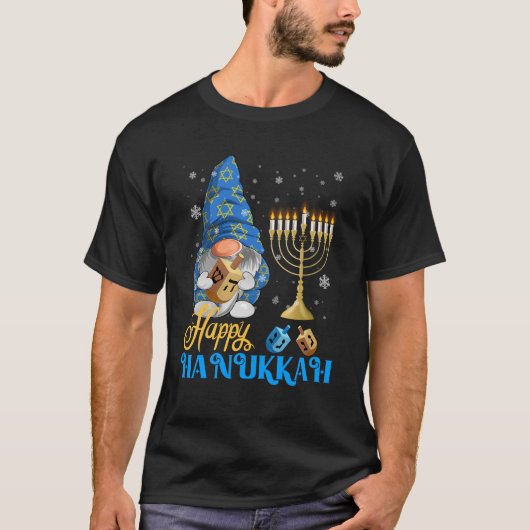 Shalom Gnome Happy Hanukkah Chanoeka T-shirt (Voorkant)