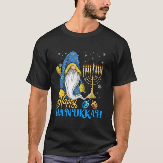 Shalom Gnome Happy Hanukkah Chanoeka T-shirt (Voorkant)