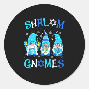 Shalom Gnome Jewish Hanukkah Chanukkah Gnomes Fami Ronde Sticker
