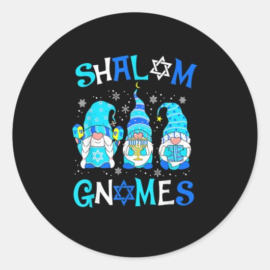 Shalom Gnome Jewish Hanukkah Chanukkah Gnomes Fami Ronde Sticker (Voorkant)