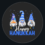 Shalom Gnomes Menorah Dreidel Chanoeka Ronde Sticker<br><div class="desc">Shalom Gnomes Menorah Dreidel Chanoeka</div>