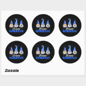 Shalom Gnomes Menorah Dreidel Chanoeka Ronde Sticker (Vel)