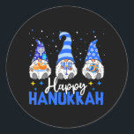 Shalom Gnomes Menorah Dreidel Chanoeka Ronde Sticker<br><div class="desc">Shalom Gnomes Menorah Dreidel Chanoeka</div>