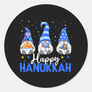 Shalom Gnomes Menorah Dreidel Chanoeka Ronde Sticker