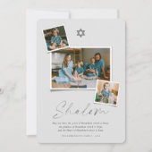 Shalom Gray Star van David 3 Foto Simple Hanukkah Feestdagenkaart (Voorkant)