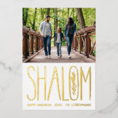 Shalom Hanukkah Holiday Foto Folie Kaart (Voorkant)