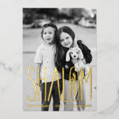 Shalom Hanukkah Holiday Foto Folie Kaart (Voorkant)