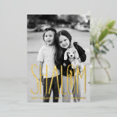 Shalom Hanukkah Holiday Foto Folie Kaart (Staand Voorkant)