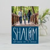 Shalom Hanukkah Holiday Foto Silver Foil Kaart (Staand Voorkant)