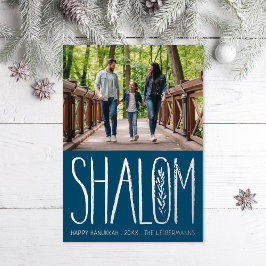Shalom Hanukkah Holiday Foto Silver Foil Kaart