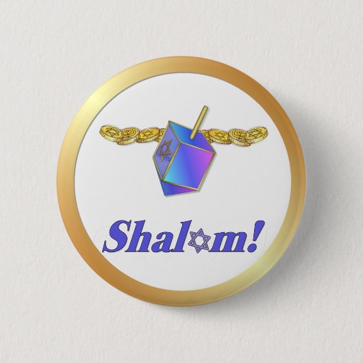 Shalom Hanukkah Ronde Button 5,7 Cm (Voorkant)