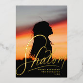 Shalom Heart Hanukkah Holiday Foto Folie Kaart (Voorkant)