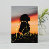 Shalom Heart Hanukkah Holiday Foto Folie Kaart (Staand Voorkant)