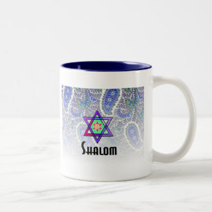 Shalom in Blue Paisley Tweekleurige Koffiemok
