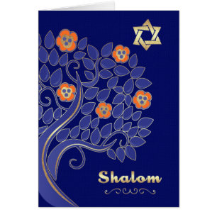 Shalom in Pesach. Spring Flowering Tree Kaart