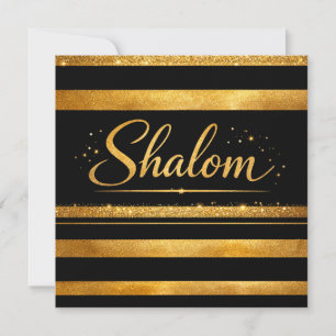 Shalom Joods Judaica Goud Zwart Luxe Moderne Kunst Bedankkaart
