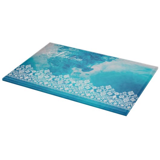 Shalom Lace Effect op Blue Challah Snijplank (Hoek)