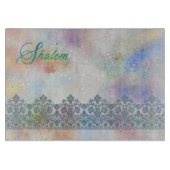 Shalom Lace Effect op Waterverf Glass Challah Snijplank (Voorkant)