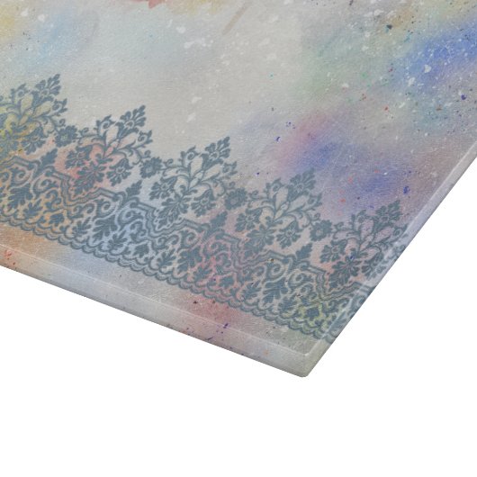 Shalom Lace Effect op Waterverf Glass Challah Snijplank (Hoek)