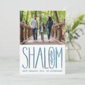 Shalom Lettering Hanukkah-fotokaart Feestdagenkaart (Staand voorkant)