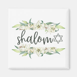 Shalom (met Lelies en de ster van David) Magneet