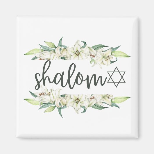 Shalom (met Lelies en de ster van David) Magneet (Voorkant)