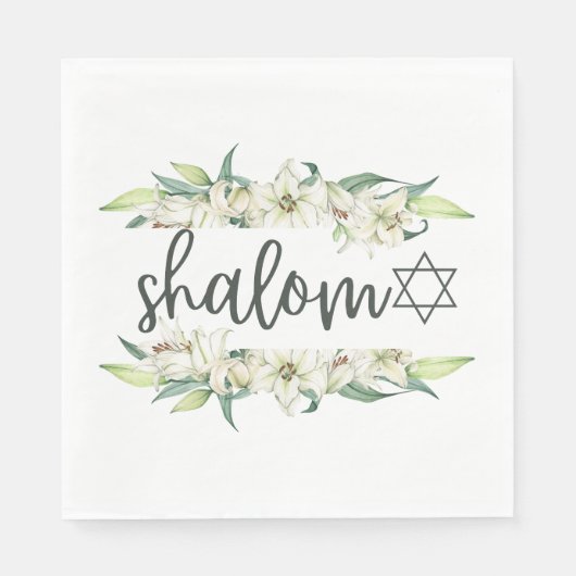 Shalom (met Lelies en de ster van David) Servet (Voorkant)