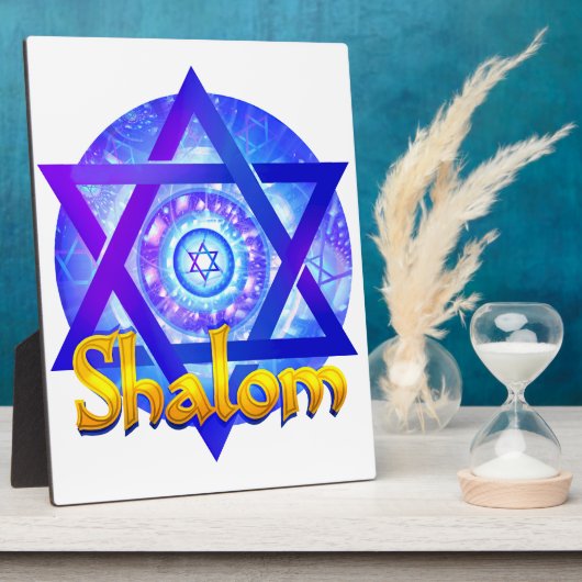 SHALOM met ster van David Medallion Fotoplaat (Zijkant)