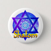 SHALOM met ster van David Medallion Ronde Button 5,7 Cm (Voorkant)