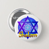 SHALOM met ster van David Medallion Ronde Button 5,7 Cm (Voorkant /achterkant)