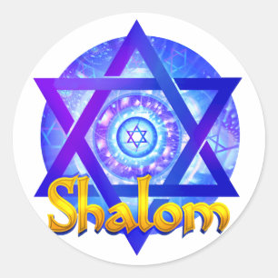 SHALOM met ster van David Medallion Ronde Sticker