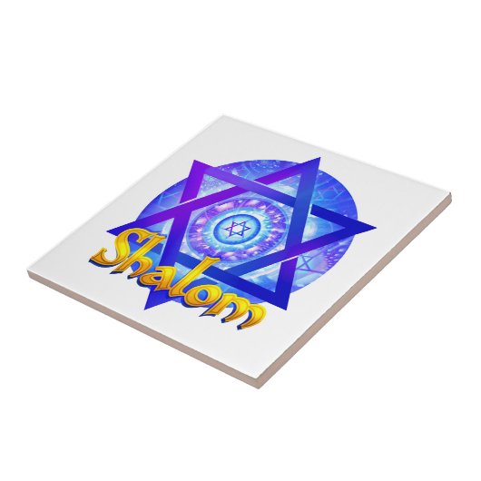 SHALOM met ster van David Medallion Tegeltje (Zijkant)