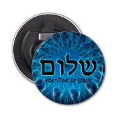 Shalom op Blue Fractal Button Flesopener (Voorkant)
