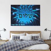 Shalom op Blue Fractal Canvas Afdruk (Insitu (Slaapkamer))