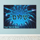 Shalom op Blue Fractal Canvas Afdruk (Insitu (Houten vloer))