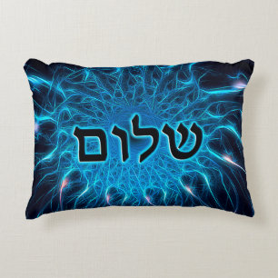Shalom op Blue Fractal Decoratief Kussen