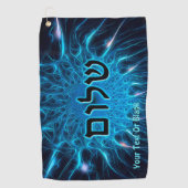 Shalom op Blue Fractal Golfhanddoek (Voorkant)