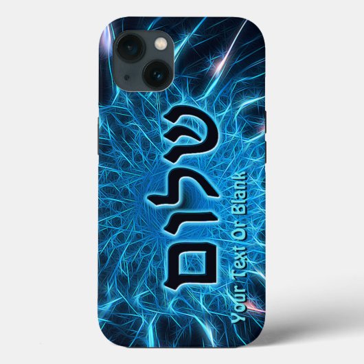 Shalom op Blue Fractal Hoesje-Mate iPhone Case (Achterkant)