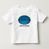Shalom op Blue Fractal Kinder Shirts (Voorkant)