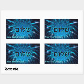 Shalom op Blue Fractal Rechthoekige Sticker (Vel)