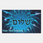 Shalom op Blue Fractal Rechthoekige Sticker (Voorkant)