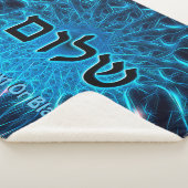 Shalom op Blue Fractal Sherpa Deken (3/4)