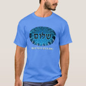 Shalom op Blue Fractal T-shirt (Voorkant)