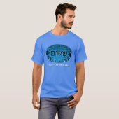 Shalom op Blue Fractal T-shirt (Voorkant volledig)