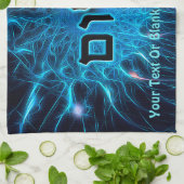 Shalom op Blue Fractal Theedoek (Gevouwen)