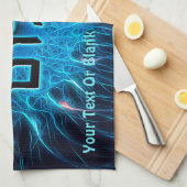 Shalom op Blue Fractal Theedoek (Quarter Fold)