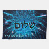 Shalom op Blue Fractal Theedoek (Horizontaal)