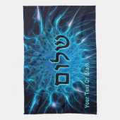 Shalom op Blue Fractal Theedoek (Verticaal)