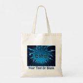 Shalom op Blue Fractal Tote Bag (Achterkant)