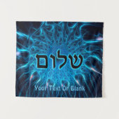 Shalom op Blue Fractal Wandkleed (Voorkant (horizontaal))
